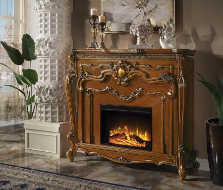 ACME Picardy Fireplace Honey Oak Finish