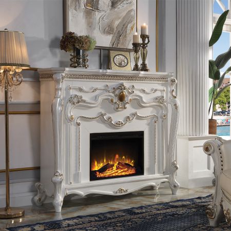 ACME Picardy Fireplace Antique Pearl Finish