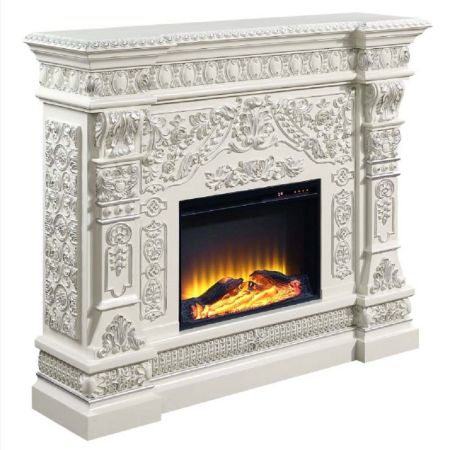 ACME Vanaheim Fireplace Antique White Finish