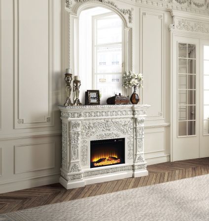 ACME Vanaheim Fireplace Antique White Finish