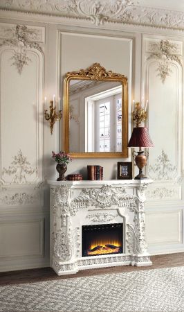 ACME Adara Fireplace Antique White Finish