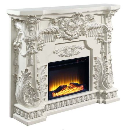 ACME Adara Fireplace Antique White Finish