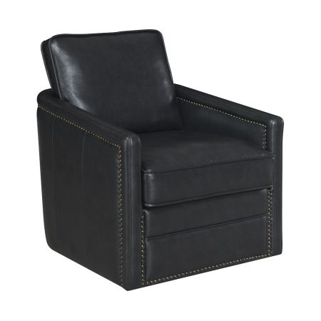 ACME Rocha Swivel Chair W/Glider Black Leather Aire