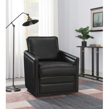 ACME Rocha Swivel Chair W/Glider Black Leather Aire