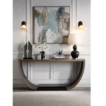 ACME Maceo Console Table Black & Gold Finish