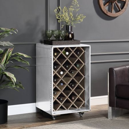 ACME Raini Wine Cabinet Aluminum