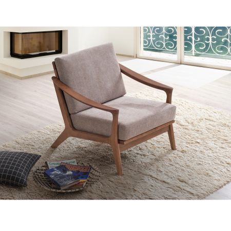 ACME Lide Accent Chair Light Brown Fabric & Brown Finish