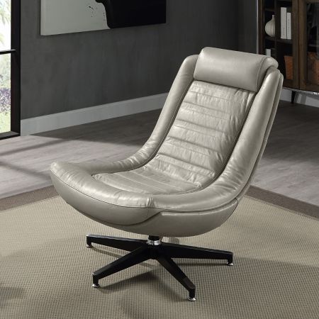 ACME Piran Accent Chair W/Swivel Twilight Top Grain Leather