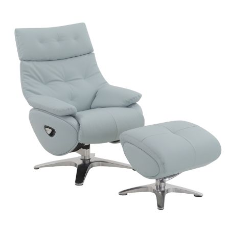 ACME Janella Motion Accent Chair W/Swivel & Ottoman Babyblue Leather