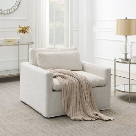 ACME Frederick Swivel Chair W/Pillow Ivory Fabric