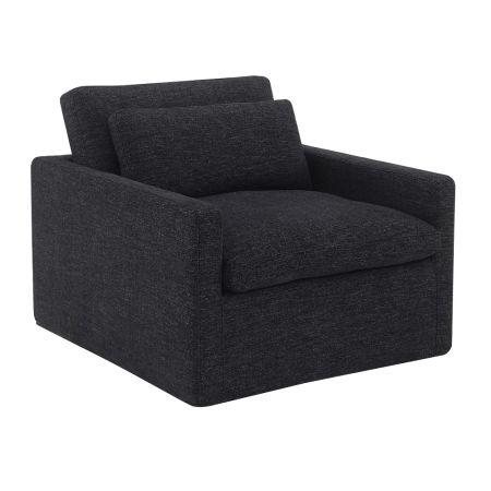 ACME Frederick Swivel Chair W/Pillow Dark Gray Fabric