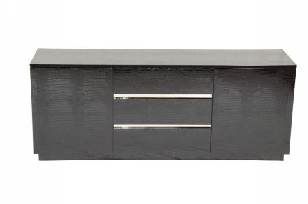 Armani Xavira Skyline Modern Black Crocodile Lacquer Buffet