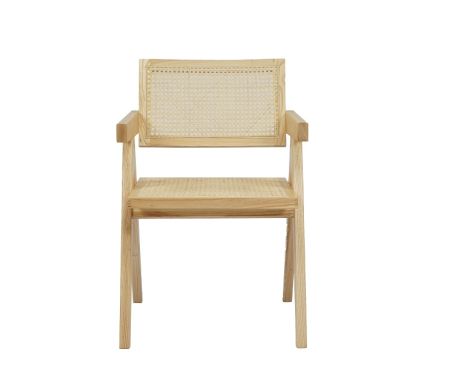 Modrest Aurora Modern Light Rattan and Natural Ash Dining Arm Chair