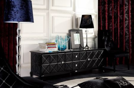 A&X Monte Cristo Black Crocodile Lacquer TV Stand