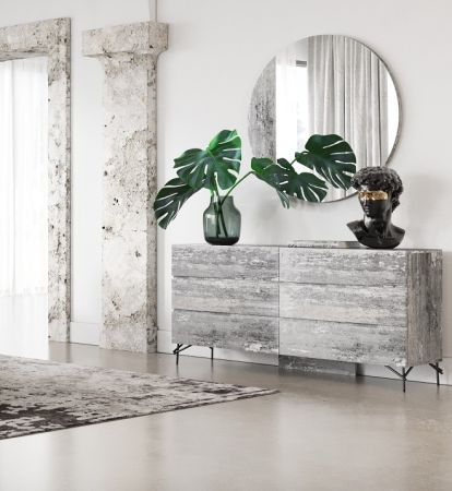 Nova Domus Aria - Italian Modern Multi Grey with texture Round Mirror