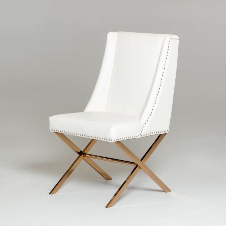 Modrest Alexia - Modern White + Rosegold Dining Chair