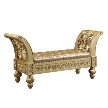 ACME Seville Bench Gold Synthetic Leather & Gold Finish