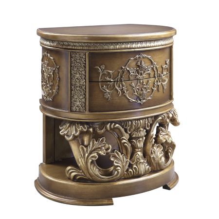 ACME Constantine Nightstand Brown & Gold Finish