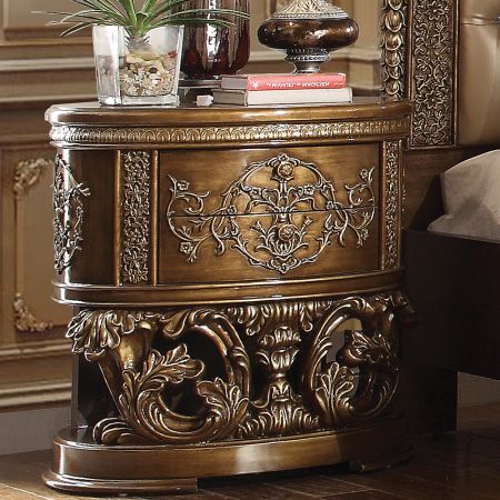 ACME Constantine Nightstand Brown & Gold Finish