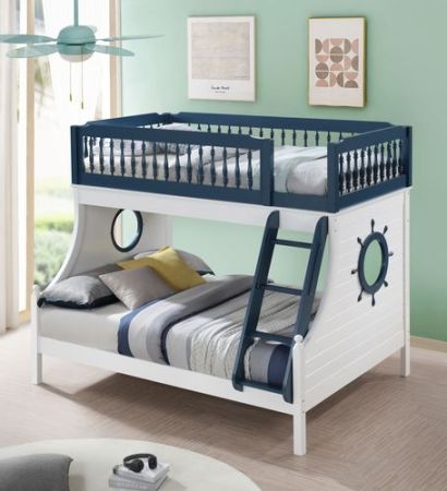 ACME Farah Twin/Full Bunk Bed Navy Blue & White Finish