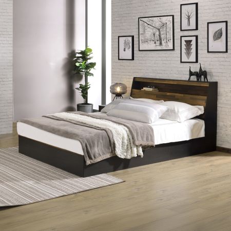 ACME Eos Queen Bed W/Storage Walnut & Black Finish