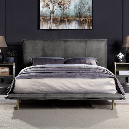 ACME Metis EK Bed Gray Top Grain Leather