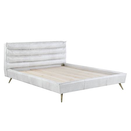 ACME Doris EK Bed Vintage White Top Grain Leather