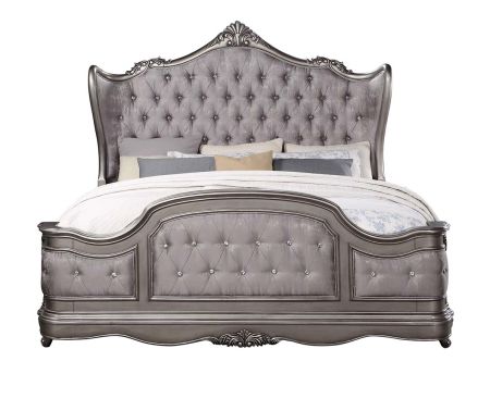 ACME Ariadne CK Bed Velvet & Antique Platinum Finish