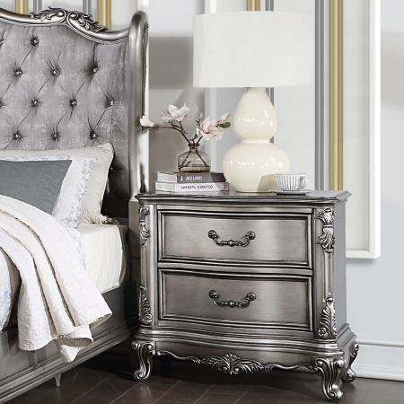 ACME Ariadne Nightstand Antique Platinum Finish