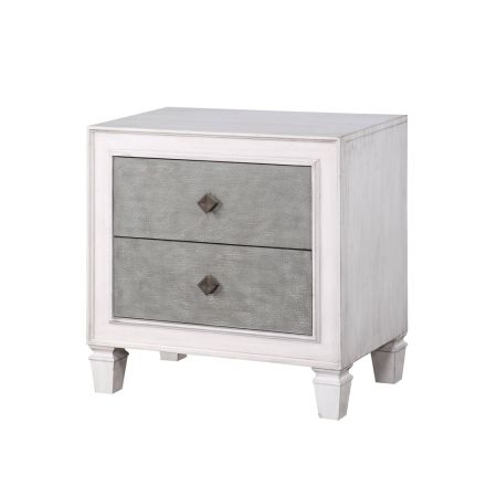 ACME Katia Nightstand Rustic Gray & Weathered White Finish