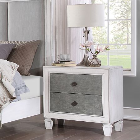 ACME Katia Nightstand Rustic Gray & Weathered White Finish