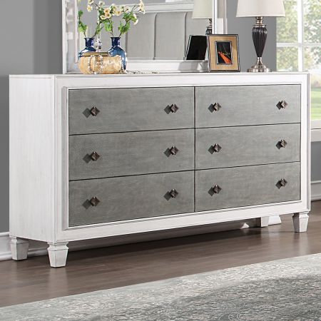 ACME Katia Dresser Rustic Gray & Weathered White Finish