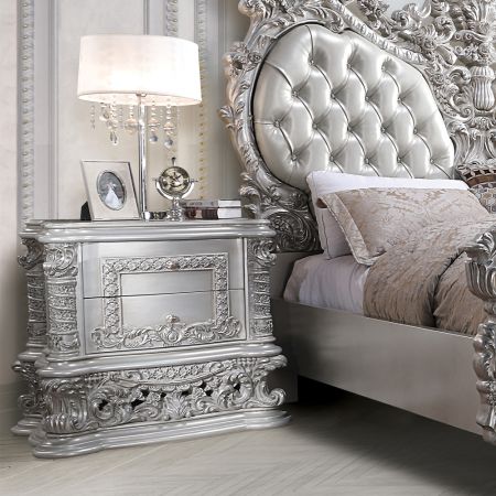 ACME Valkyrie Nightstand Antique Platinum Finish