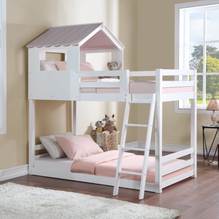 ACME Solenne Twin/Twin Bunk Bed White & Pink Finish