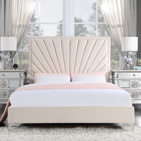 ACME Faiz Queen Bed Beige Velvet