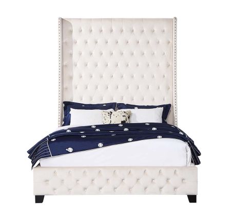 ACME Fabrice Queen Bed Beige Velvet