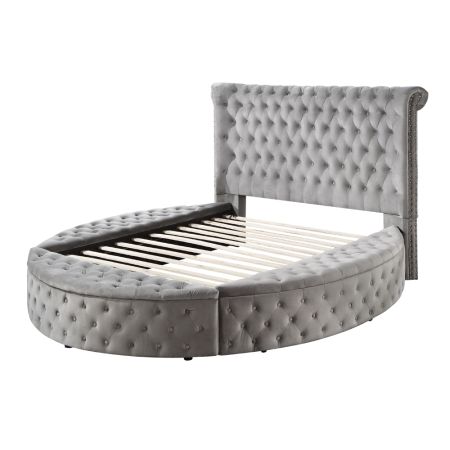 ACME Gaiva EK Bed W/Storage Gray Velvet