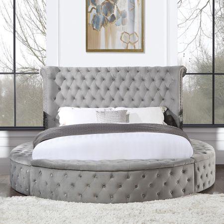 ACME Gaiva EK Bed W/Storage Gray Velvet