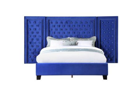 ACME Damazy EK Bed Blue Velvet