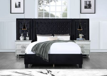 ACME Damazy EK Bed Black Velvet