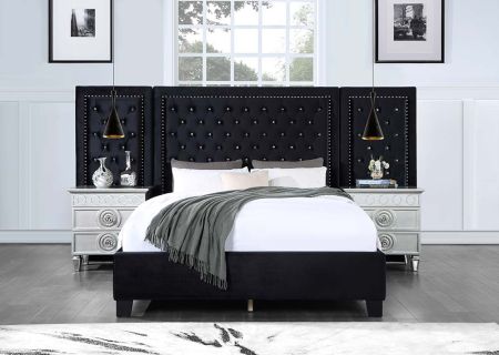 ACME Damazy Queen Bed Black Velvet