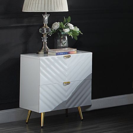 ACME Gaines Nightstand White High Gloss Finish