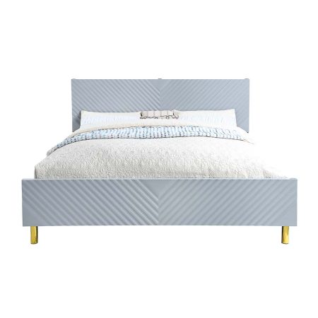 ACME Gaines Queen Bed Gray High Gloss Finish