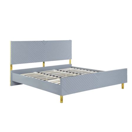 ACME Gaines Queen Bed Gray High Gloss Finish