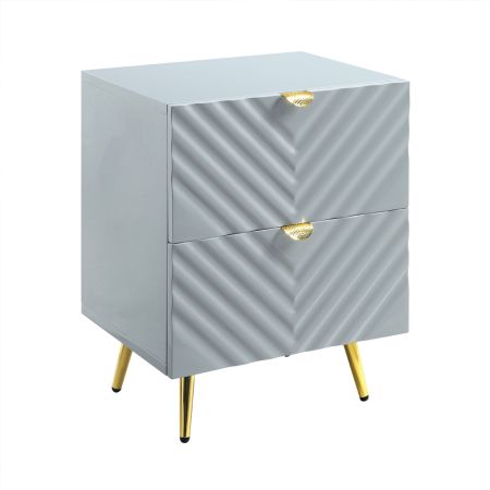 ACME Gaines Nightstand Gray High Gloss Finish