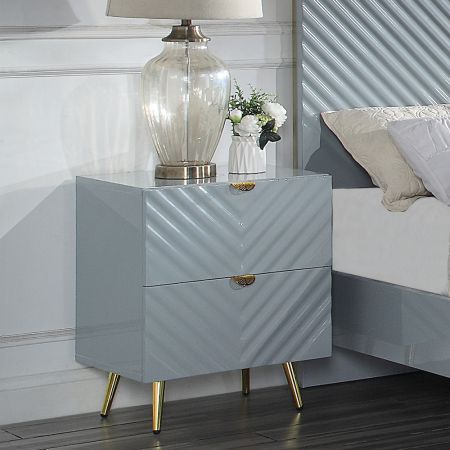 ACME Gaines Nightstand Gray High Gloss Finish