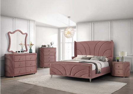 ACME Salonia Queen Bed Pink Velvet