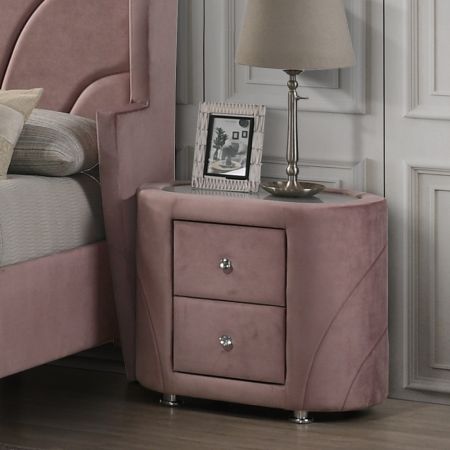 ACME Salonia Nightstand Pink Velvet