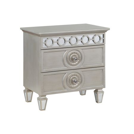 ACME Varian Nightstand Silver & Mirrored Finish