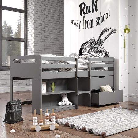 ACME Fabiana Twin Loft Bed W/Storage Gray Finish